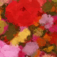 Various flowers, roses, peonies, tropical leaves, beautiful