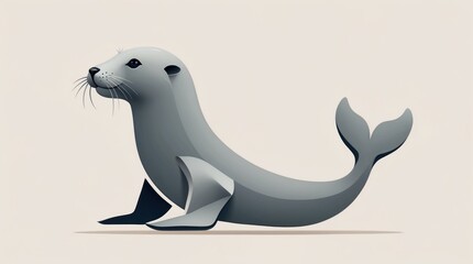 Obraz premium Stylized Sea Creature with Otter and Whale Features, Digital Art Illustration for Creative Proj