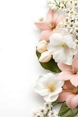 Beautiful background template made of Spring flowers.