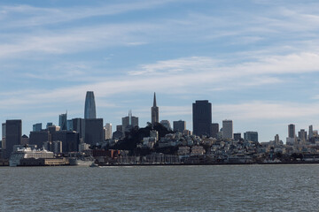 Stunning View of San Francisco Bay, Buildings, and Golden Gate Bridge from a Boat