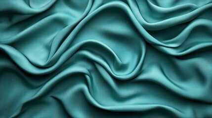 Teal silk fabric draped, texture, close-up. Use Stock photo