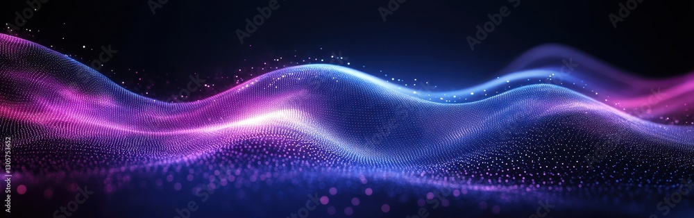 Poster abstract colorful wave of light particles creating a dynamic gradient effect with a futuristic and d