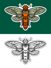 Insect with Eye Cartoon Sticker Illustration
