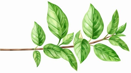 Obraz premium Discover the magic of holy basil tulsi in vibrant watercolor, ideal for plant lovers and fans of holistic wellness.