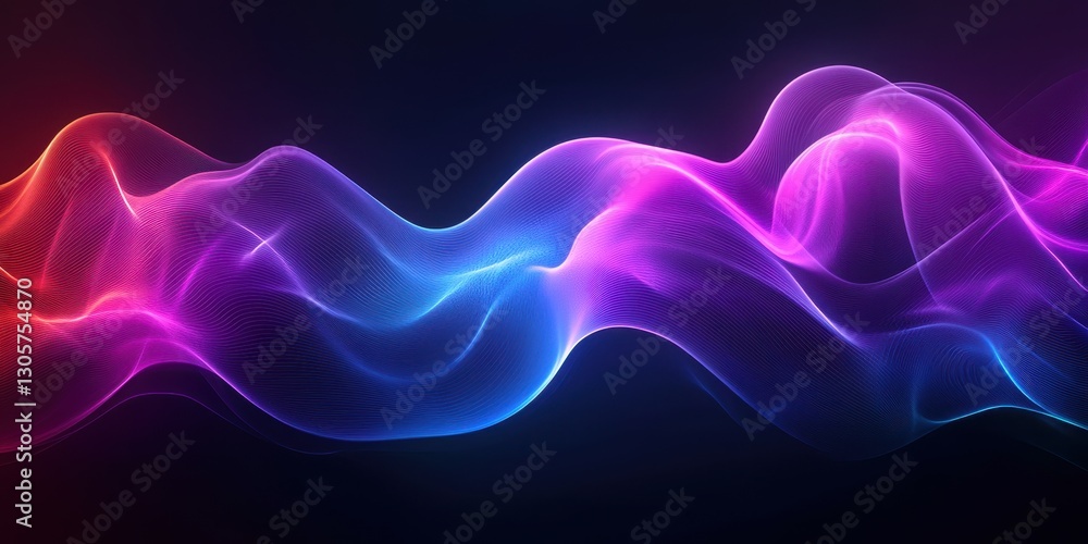 Poster abstract colorful waves of light in dark background with smooth flowing patterns and ethereal visual