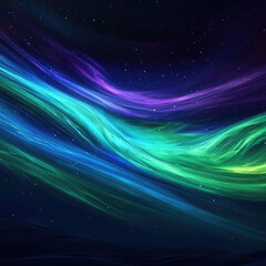 Fototapeta premium Colorful aurora wave drifts in space, against starry dark sky background