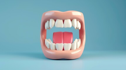 Stunning 3D render depicts a human mouth with intricate details, showcasing realism against a clean background.