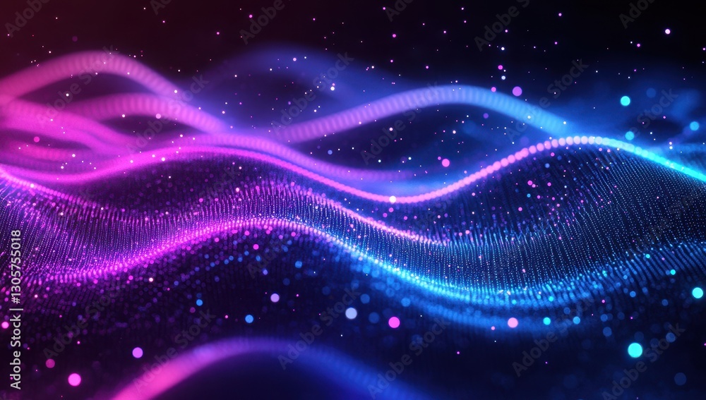 Poster Abstract Colorful Waves of Light with Particles and Shimmering Effects in a Dynamic and Vibrant Background