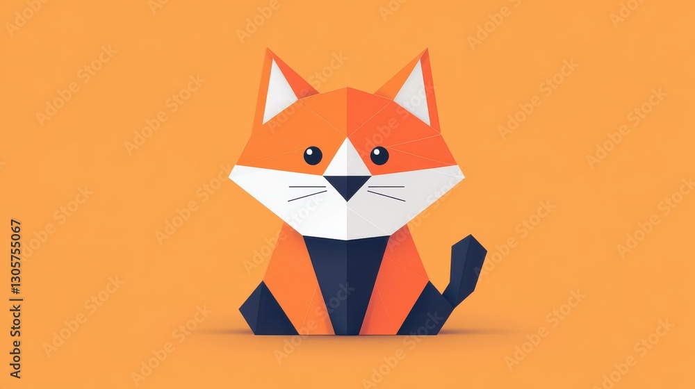 Poster experience the joy of origami with a cute cat design that adds vibrant colors and textures to any sp