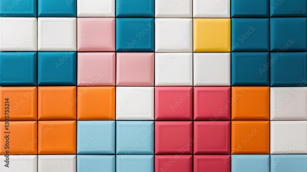 Poster a vibrant tile wall background blends colorful hues, creating a unique and eyecatching focal point i