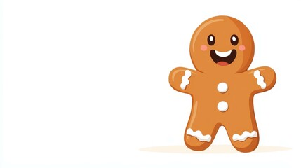 Fototapeta premium Whimsical gingerbread man flat illustration perfect for adding charm to nursery art and playful decor.
