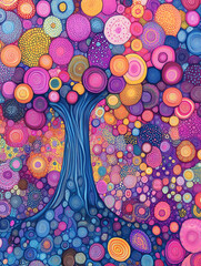 Abstract tree of life, swirling colors and patterns
