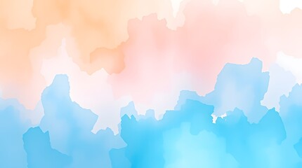 Obraz premium Abstract watercolor background with smooth pastel tones of blue, pink, and peach. A perfect artistic texture for digital designs, branding, social media, and creative projects.