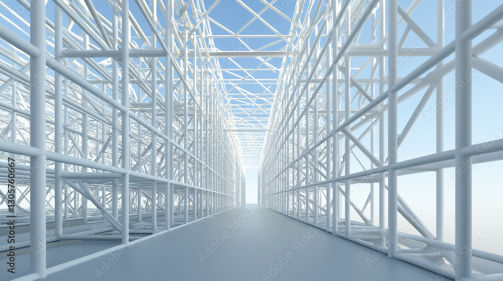Poster innovative scaffolding system showcasing advanced structural design and engineering