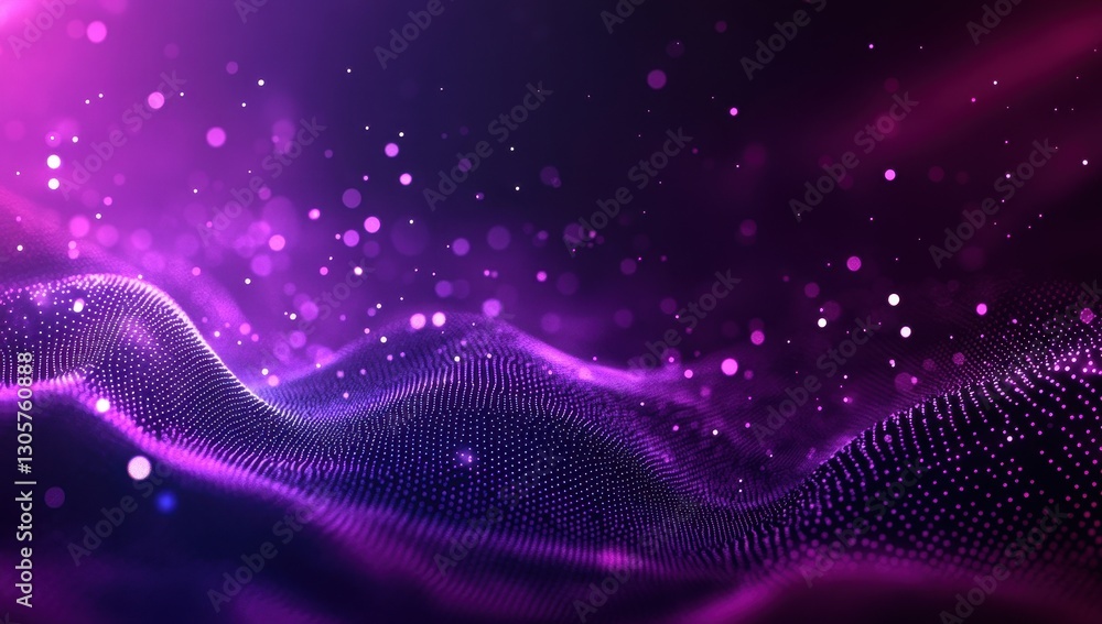 Aufkleber abstract digital landscape featuring vibrant purple and pink dots with a wave-like structure creatin