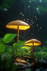 Fototapeta premium Closeup view of fresh mushroom in forest in Spring.