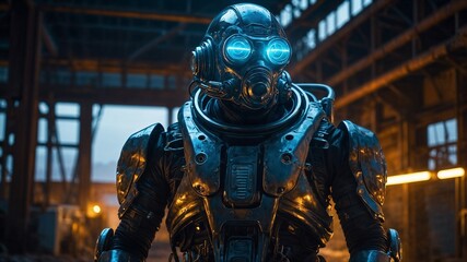  Cyborg con maschera antigas