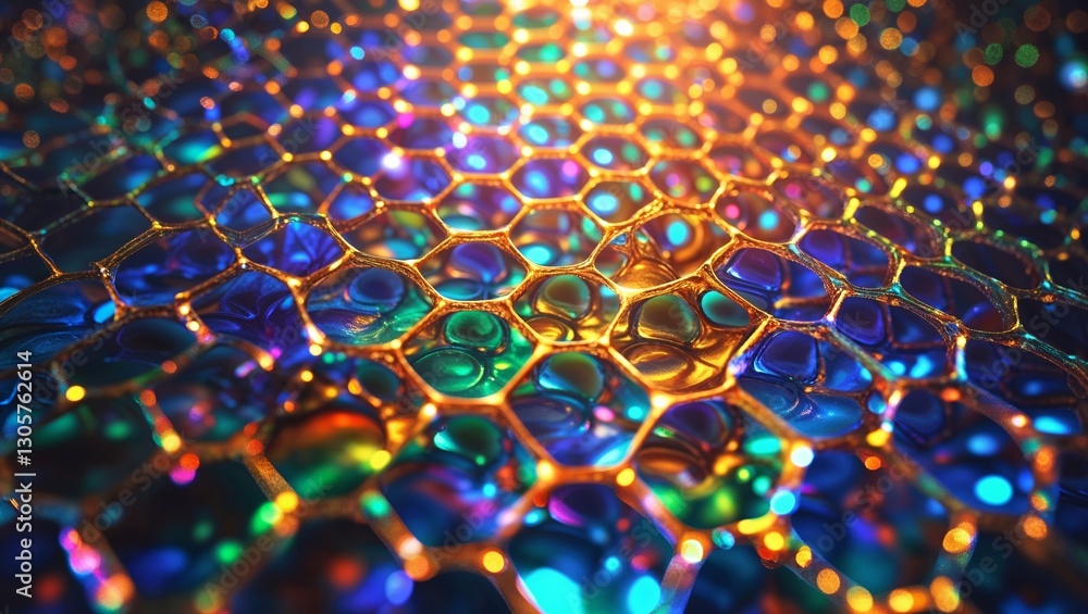 Poster colorful bubbles create a mesmerizing pattern with vibrant reflections in a close-up view during the