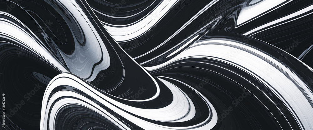 Aufkleber abstract image of swirling black and white lines creating a dynamic, three-dimensional effect, symbo