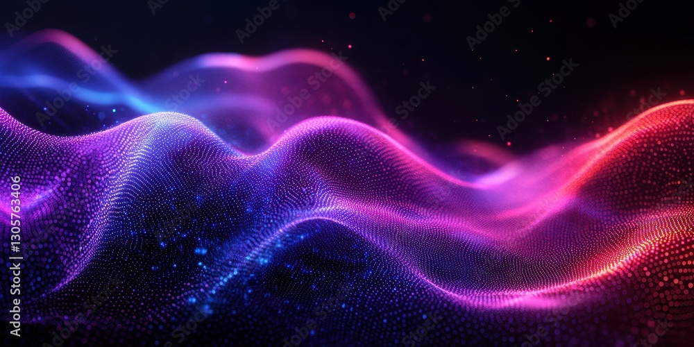 Poster abstract digital waves of vibrant colors representing energy flow in a futuristic environment with l