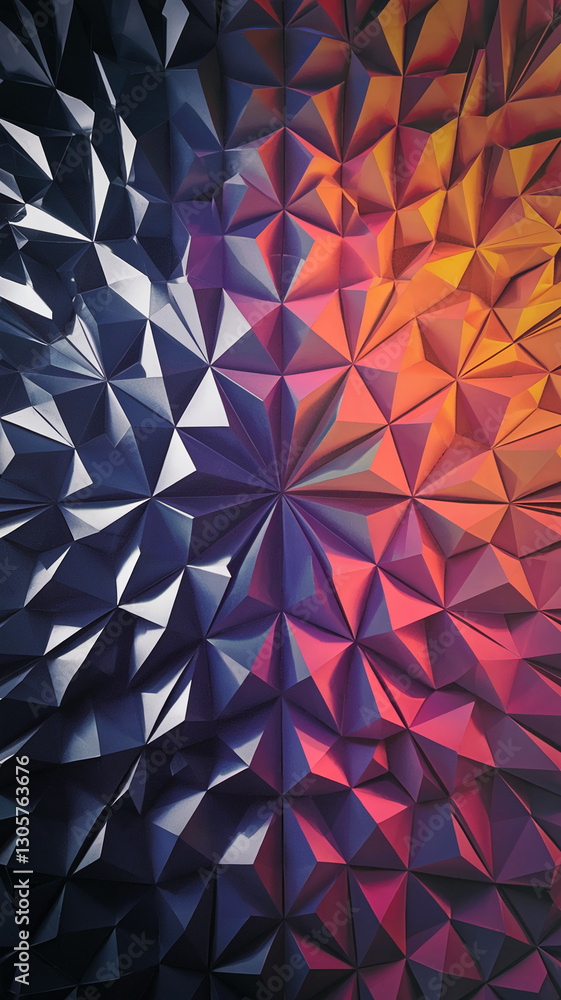 Aufkleber abstract geometric pattern with dark, purple, and orange hues, creating a textured, three-dimensiona