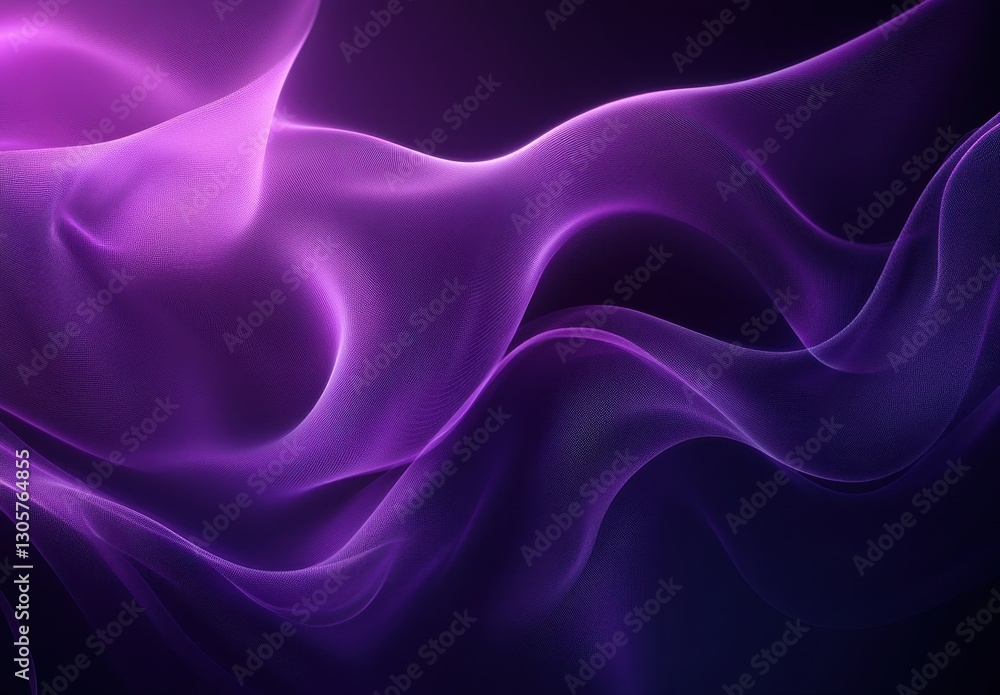 Poster abstract flowing fabric in shades of purple with soft light effects creating a dreamy and ethereal a
