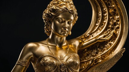 Scultura donna colore oro 