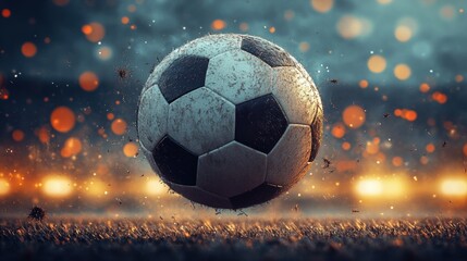 Fototapeta premium People playing soccer game in field.