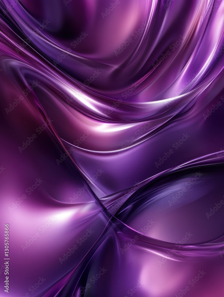 Poster abstract fluid background in deep purple with smooth curves and shimmering highlights for creative a