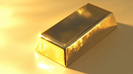 Single gold bar with light glinting off its edges, set against a radiant golden backdrop.