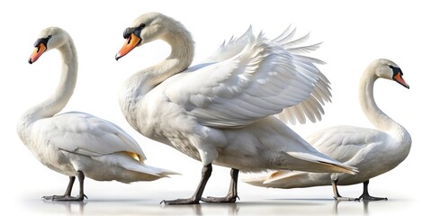 Fototapeta premium 3D Rendered White Swan: Front, Back, Side Views, Tilt-Shift Photography, Isolated, High-Resolution Image
