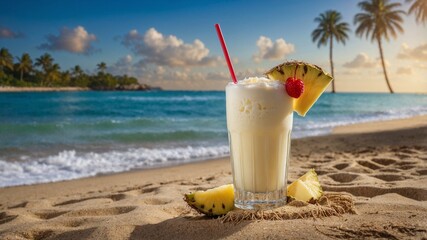 Cocktail Pina Colada in spiaggia 