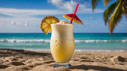 Cocktail Pina Colada in spiaggia