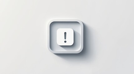 Fototapeta premium Minimalist Warning Icon: 3D Exclamation Mark in Square Frame for Alerts and Notices