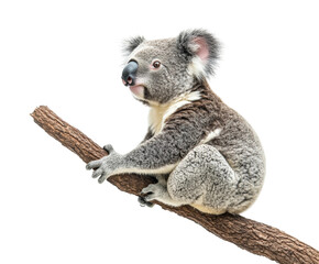 Naklejka premium Koala climbing a tree australia animal nature wildlife conservation isolated on transparent background