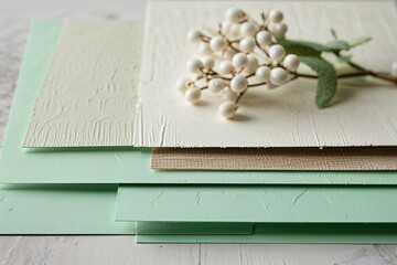Tapered Mint Cardstock with Layered Textures and Light Tones