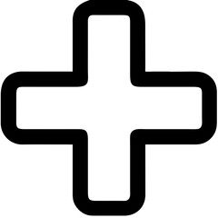 Obraz premium Medical cross symbol, healthcare icon, emergency design, black and white, copy space 