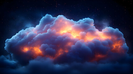 Glowing Colorful Cloud At Night Sky