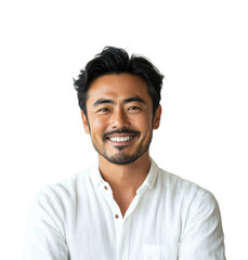 Obraz premium Smiling man portrait bright confidence and happiness isolated on transparent background