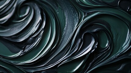 Fototapeta premium Deep navy and forest green swirls, moody and luxurious with glossy highlights