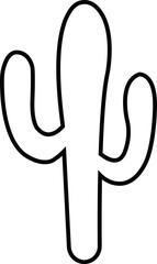 Cactus icon. Cactus silhouette vector isolated on transparent background. Home plant flat and line element. Mexican desert plant pictogram. Wild cactus linear nature garden symbol