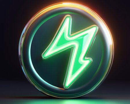Green bolt glows in dark circle design - Powered by Adobe