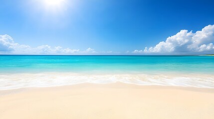 Fototapeta premium Stunning Tropical Beach Scene Turquoise Ocean White Sand Summer Vacation