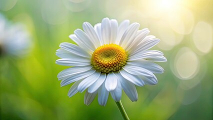 Fototapeta premium Close Up White Daisy Blossom, Blooming White Daisy Flower, Macro Photography of White Daisies, Pure White Daisy Detail