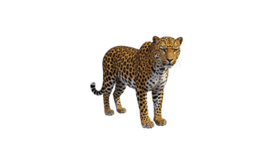 Leopard in full detail on transparent background, close-up, high quality