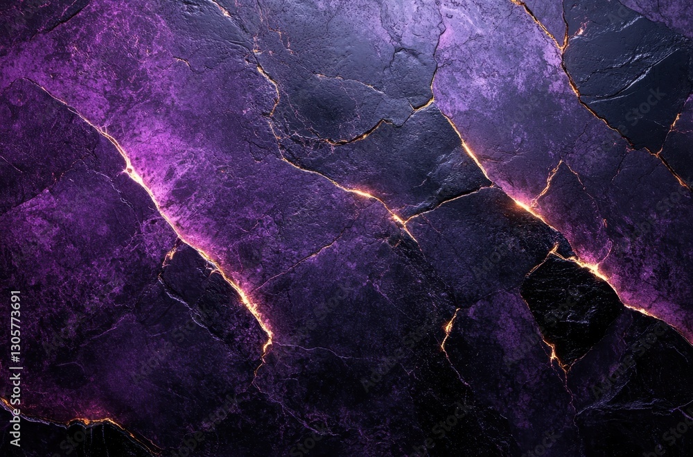 Aufkleber abstract purple and black background with glowing cracks and textured surface for creative design an