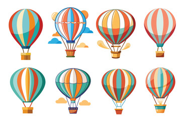 Obraz premium Set of Hot air balloon Vector Illustration Isolated on a White Background