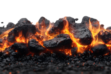 Intense Flames Burning Fiery Embers Glowing in the Dark