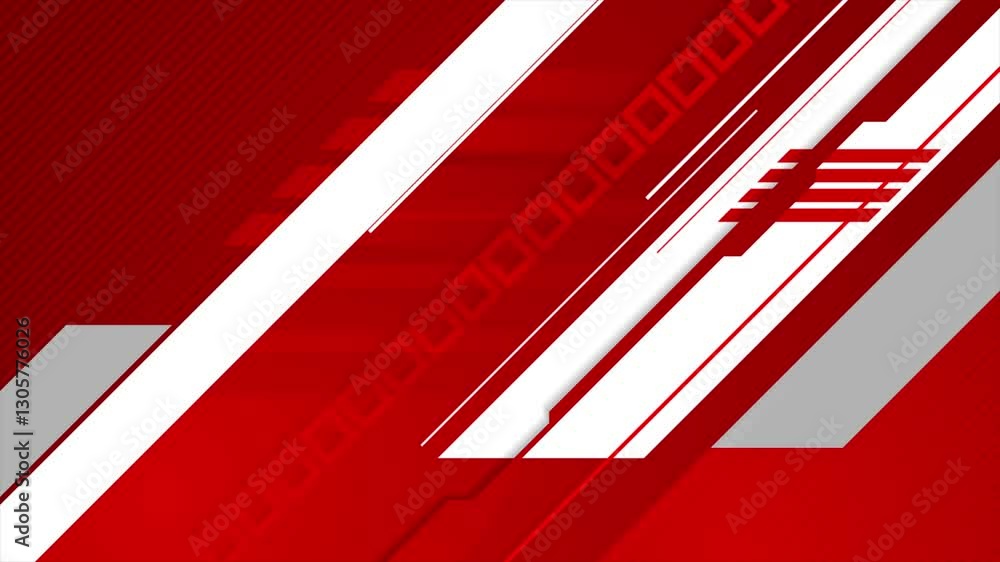 Poster red and white flat abstract geometric background. seamless looping minimal tech motion design. video