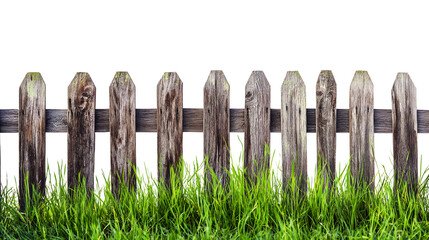 Picturesque Wooden Fence Surrounded by Lush Green Grass in a Pastoral Countryside Landscape